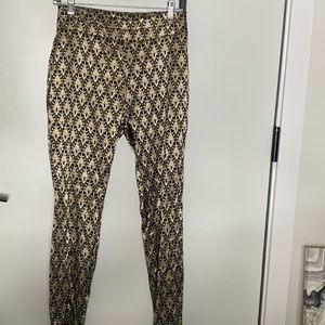 Straight Legged Pants with Black and Gold Design